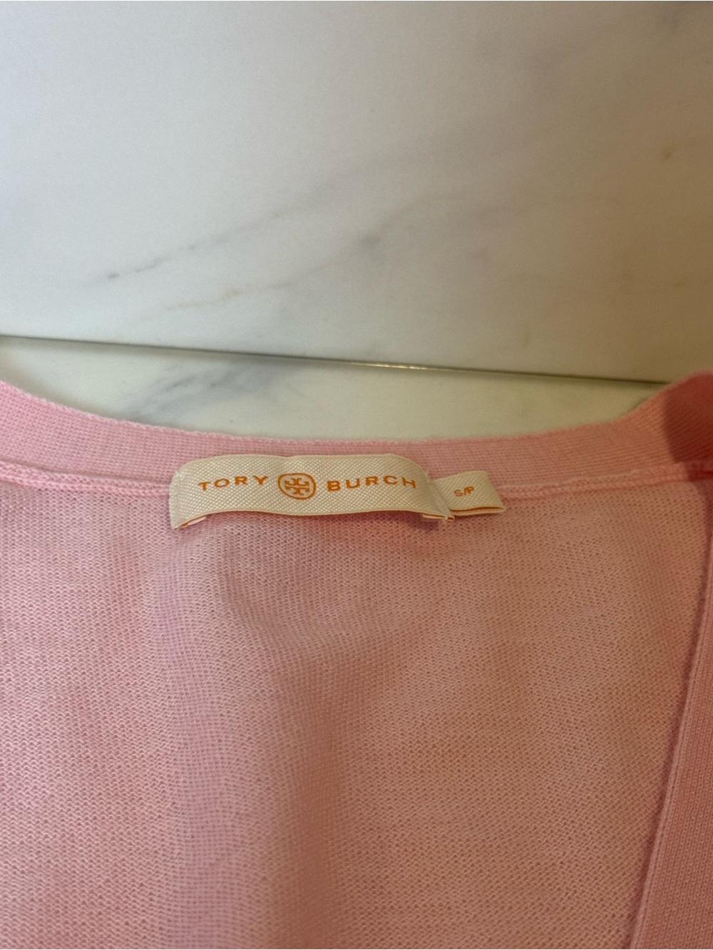 Tory Burch baby pink gold button cardigan - Picture 5 of 9